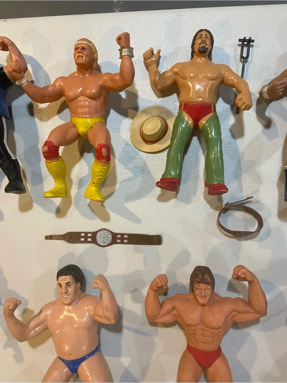 Retro-Inspired Wrestling Action Figure - Brown with Yellow Trunks